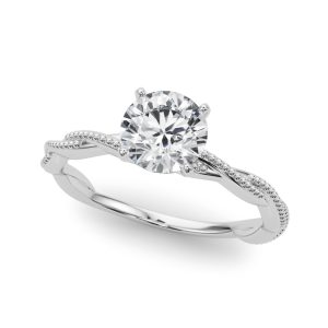 Leena Solitaire Engagement Ring - 18K White Gold (Setting Price)