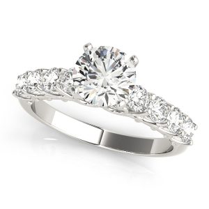 Aimee Single Row Diamond Engagement Ring - 18K White Gold (Setting Price)