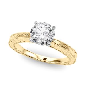 Mila Vintage-Inspired Solitaire Engagement Ring - 18K Yellow Gold (Setting Price)