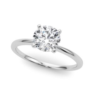 Aurora Classic 4 Prong Solitaire Engagement Ring - 14K White Gold (Setting Price)
