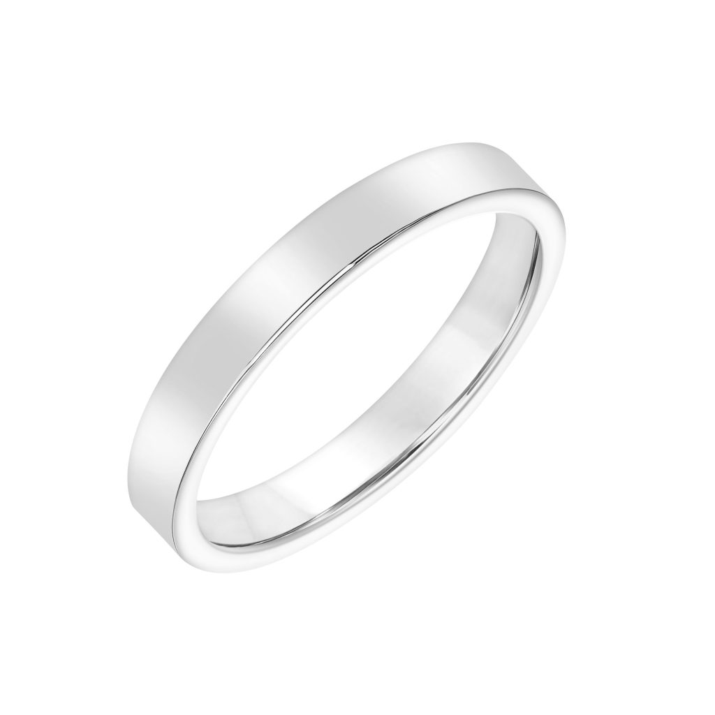 Flat Comfort Fit Polished  (3mm)Wedding Band Platinum (Setting Price)