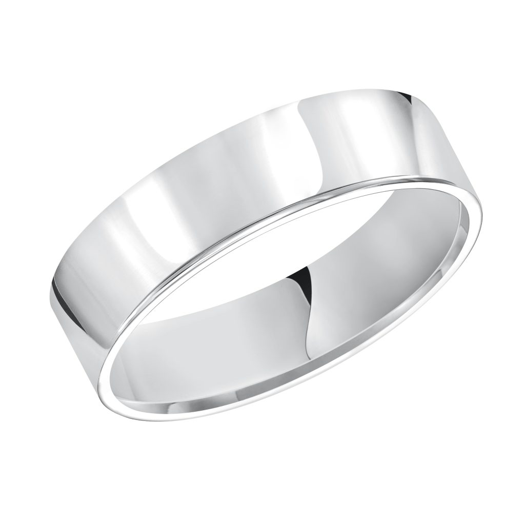 Flat Comfort Fit Polished  (6mm)Wedding Band Platinum (Setting Price)