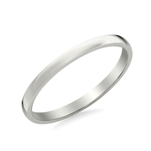 Low Dome Polished  (2mm)Wedding Band Platinum (Setting Price)