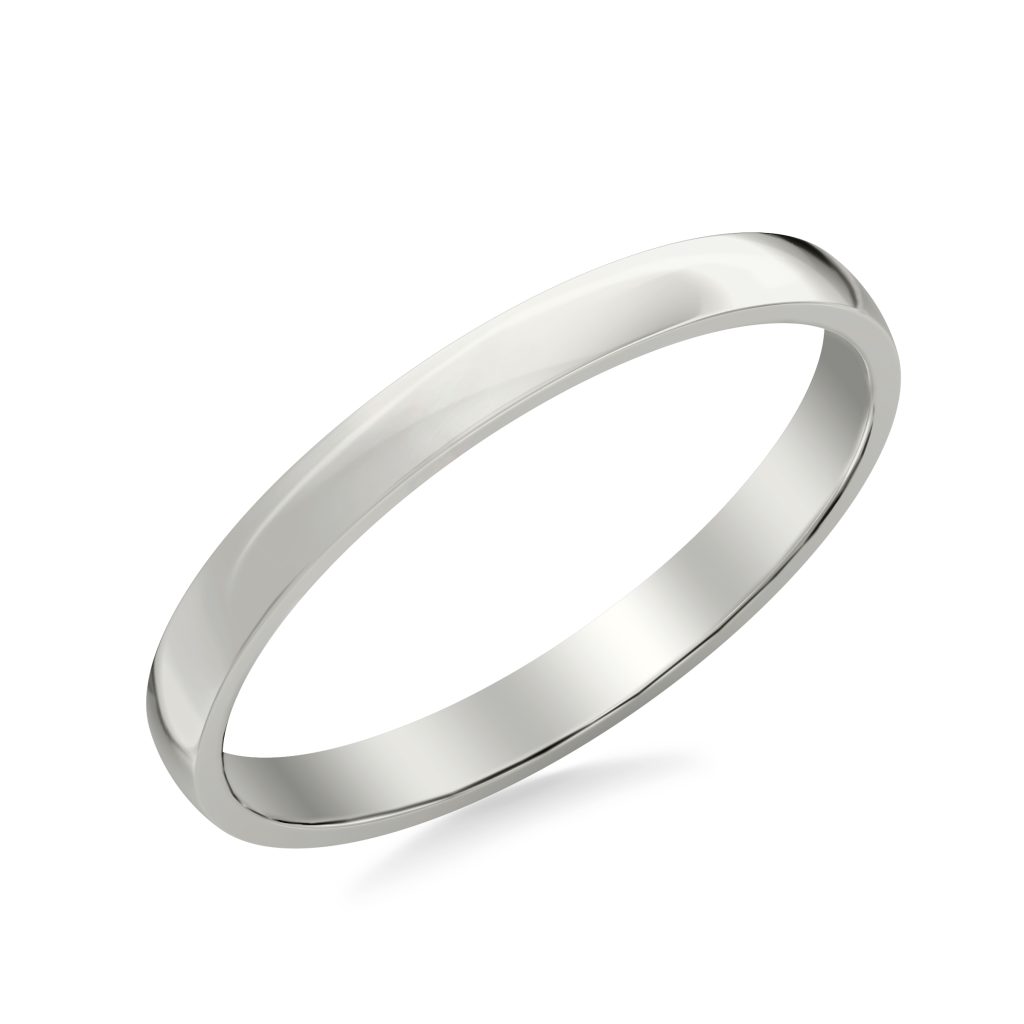 Low Dome Polished  (2.5mm)Wedding Band Platinum (Setting Price)