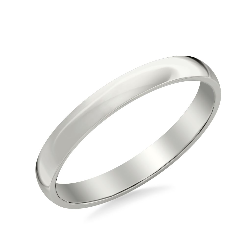 Low Dome Polished  (3mm)Wedding Band Platinum (Setting Price)
