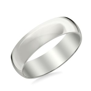 Low Dome Polished  (6mm)Wedding Band Platinum (Setting Price)
