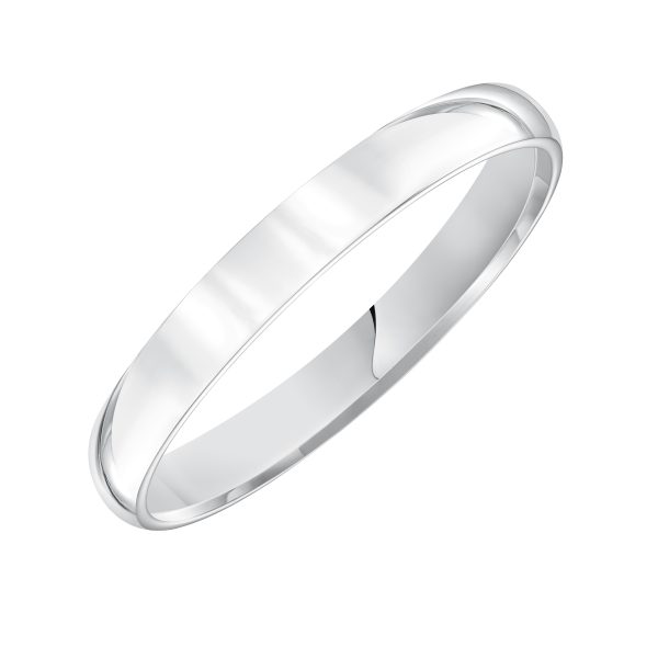 Low Dome Comfort Fit Polished  (3mm)Wedding Band Platinum (Setting Price)