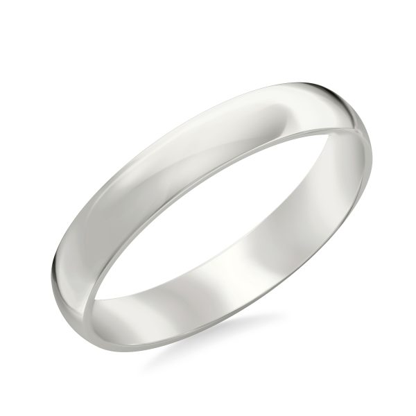 Low Dome Comfort Fit Polished  (4mm)Wedding Band Platinum (Setting Price)