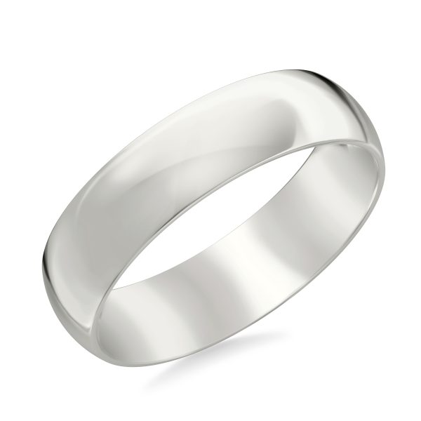 Low Dome Comfort Fit Polished  (6mm)Wedding Band Platinum (Setting Price)