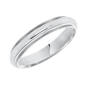 Milgrain Low Dome Comfort Fit Polished  (3mm)Wedding Band Platinum (Setting Price)