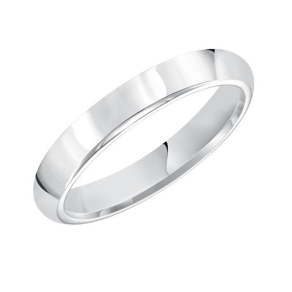 High Dome Comfort Fit Polished  (3mm)Wedding Band Platinum (Setting Price)