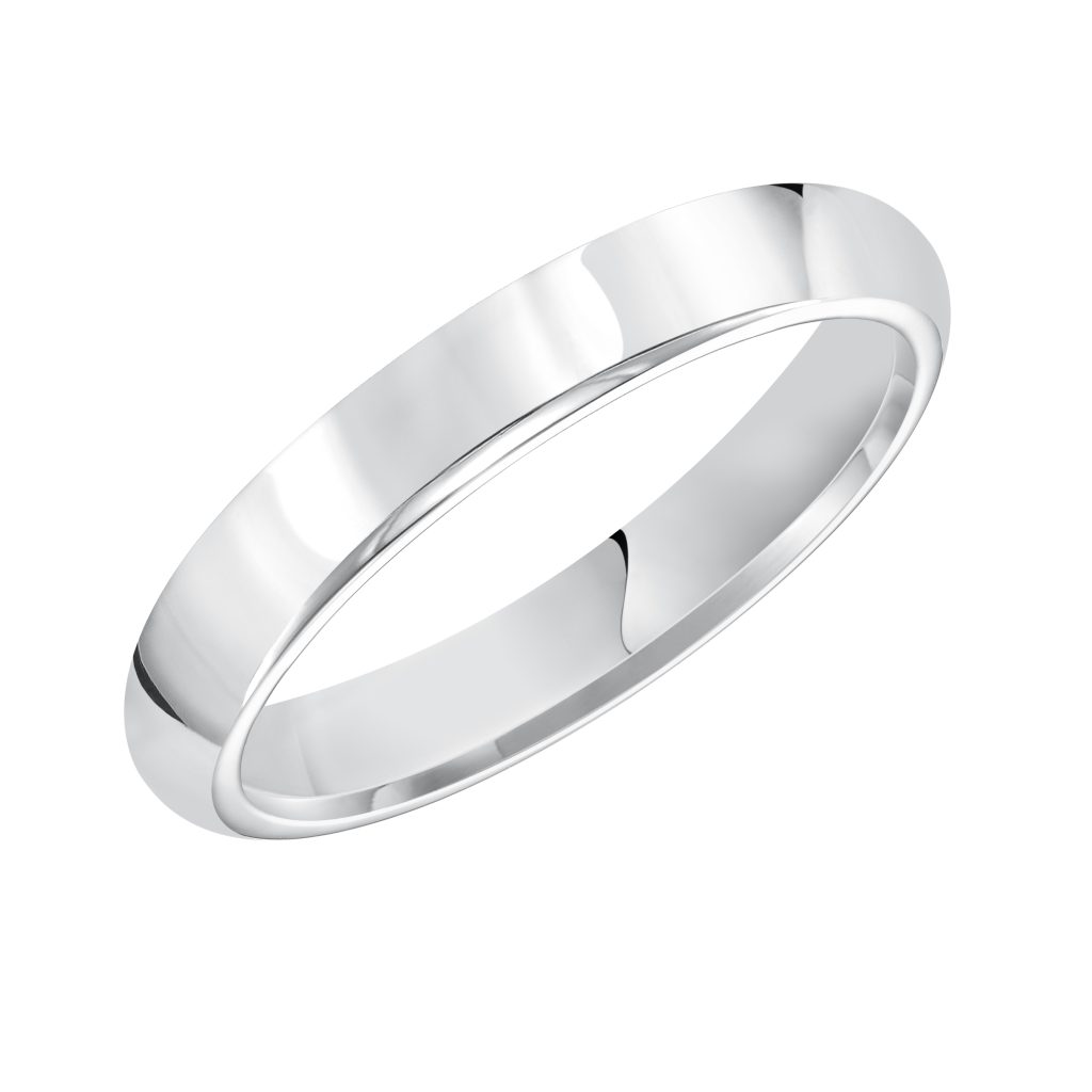 High Dome Comfort Fit Polished  (4mm)Wedding Band Platinum (Setting Price)