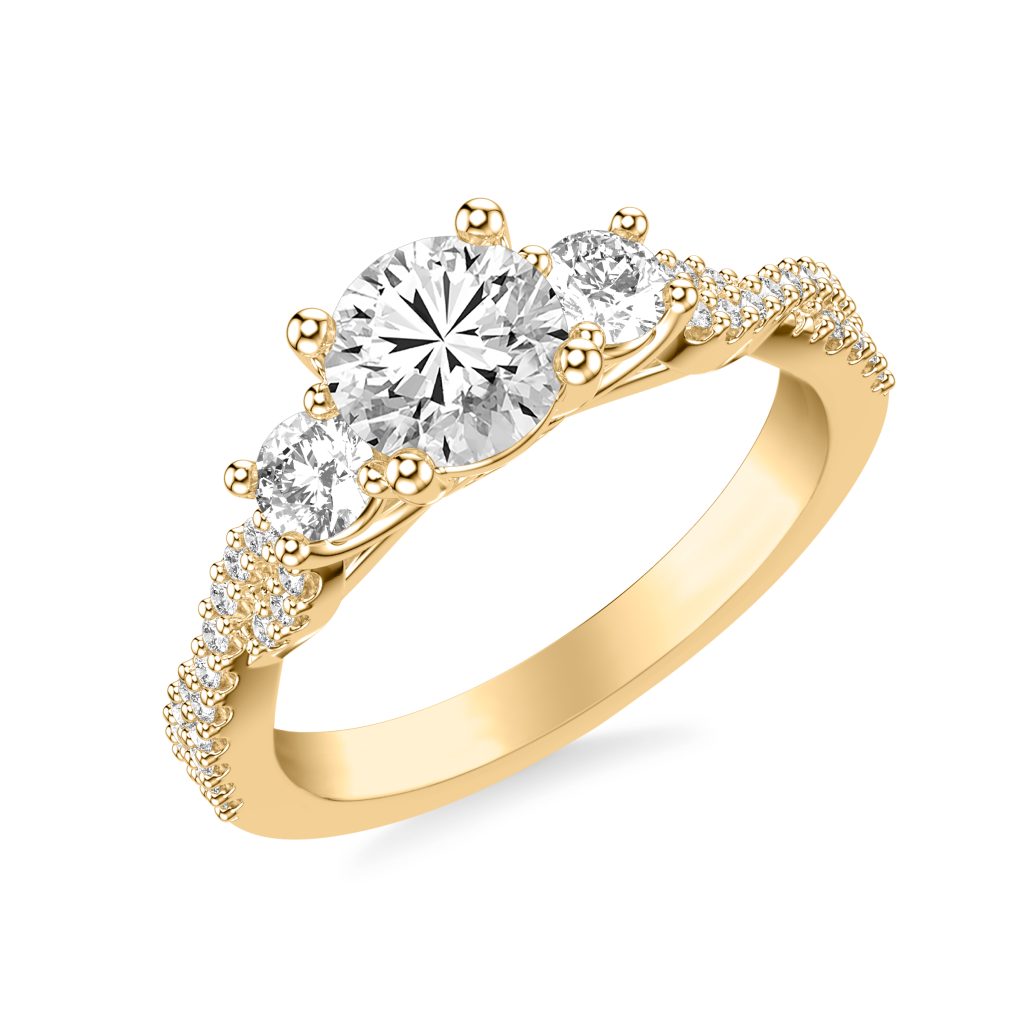 Presley 3-Stone Pave Engagement Ring - 18K Yellow Gold (Setting Price)