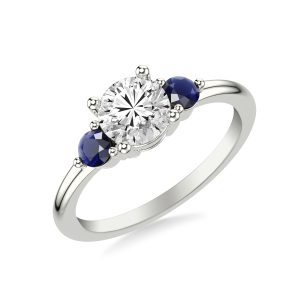 Aisling Sapphire Accent Engagement Ring - 14K White Gold (Setting Price)