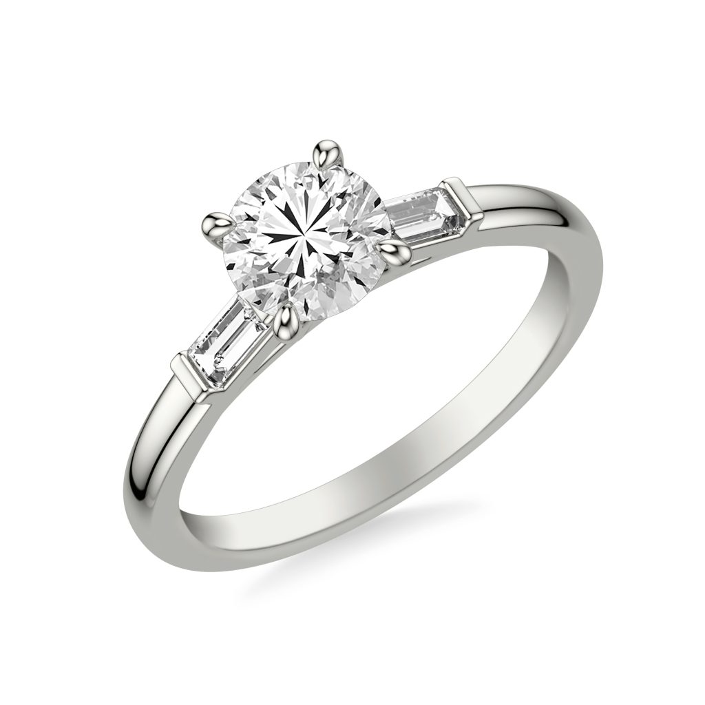 Luisa Classic 3-Stone Engagement Ring - 18K White Gold (Setting Price)