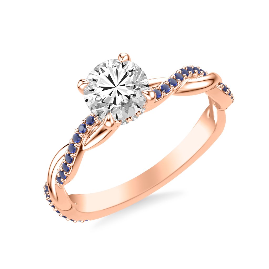 Whitely Sapphire and Diamond Twist Engagement Ring - 14K Rose Gold (Setting Price)