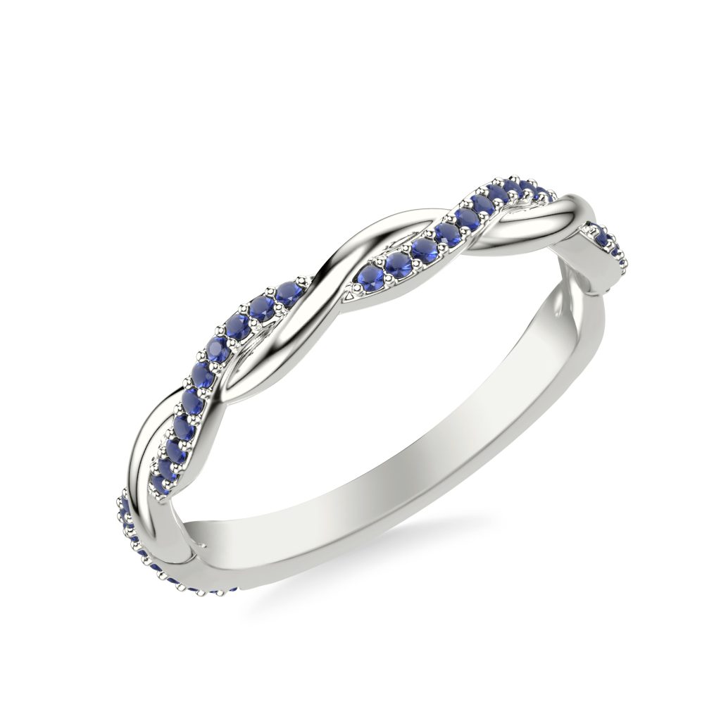 Whitely Sapphire Twist Wedding Band Platinum (Setting Price)
