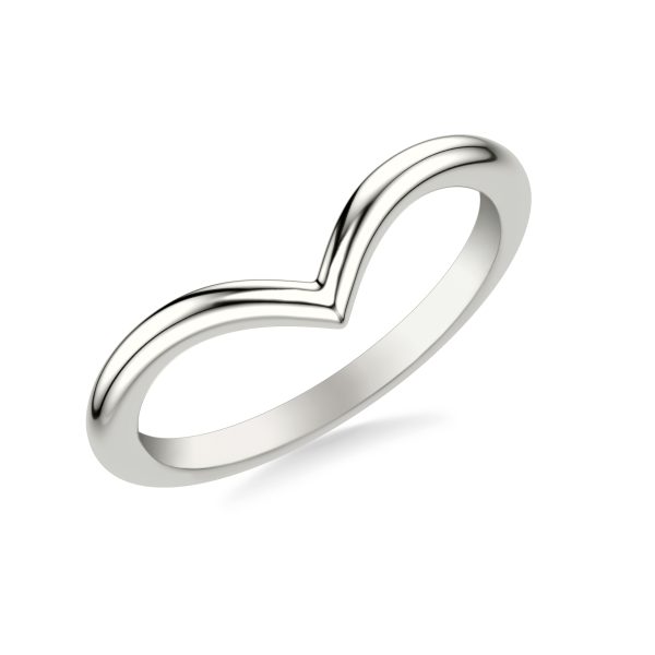 Candace High Polished Chevron Wedding Band Platinum (Setting Price)