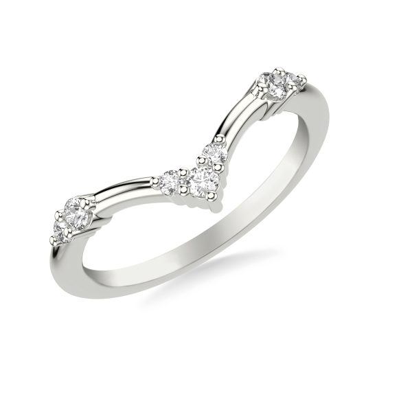 Shiloh Diamond Accent Chevron Wedding Band Platinum (Setting Price)