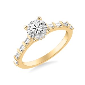 Alejandra Baguette Pave And Hidden Halo Engagement Ring - 14K Yellow Gold (Setting Price)