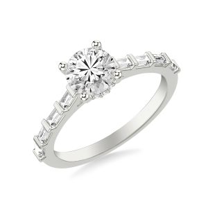 Alejandra Baguette Pave And Hidden Halo Engagement Ring - 18K White Gold (Setting Price)