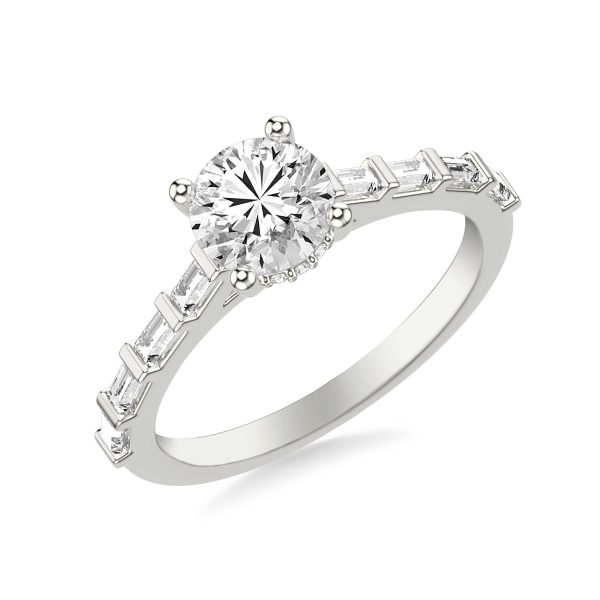 Alejandra Baguette Pave And Hidden Halo Engagement Ring - Platinum (Setting Price)