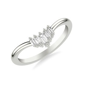Yasmin Baguette Diamond V-Wedding Band Platinum (Setting Price)