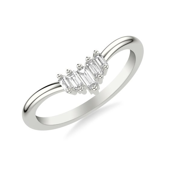 Yasmin Baguette Diamond V-Wedding Band Platinum (Setting Price)