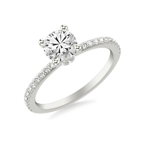 Alba Diamond Collar Pav? Engagement Ring - 18K White Gold (Setting Price)