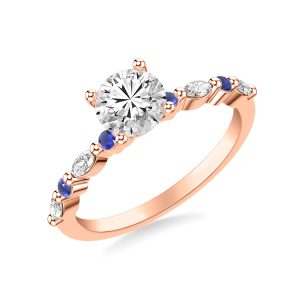 Alanna Sapphire Accent Engagement Ring - 14K Rose Gold (Setting Price)