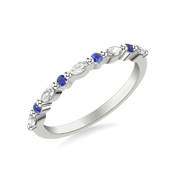 Alanna Sapphire Accent Wedding Band Platinum (Setting Price)