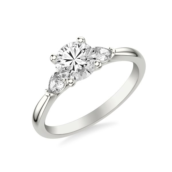 Jacie Three Stone Engagement Ring - 18K White Gold (Setting Price)