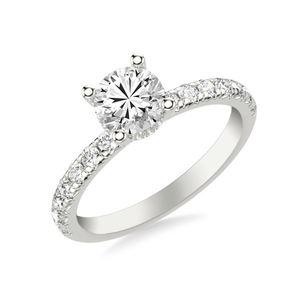 Alma Hidden Halo Pav? Engagement Ring - 18K White Gold (Setting Price)