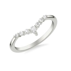 Chevron Pear Crown Diamond Wedding Band Platinum (Setting Price)