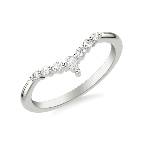 Chevron Pear Crown Diamond Wedding Band Platinum (Setting Price)