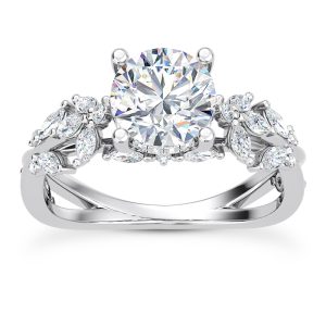Butterfly And Bee Vine Twist Lab Engagement Ring - Platinum (Setting Price)