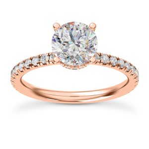 Faye Double Hidden Halo Pave Engagement Ring - 14K Rose Gold (Setting Price)