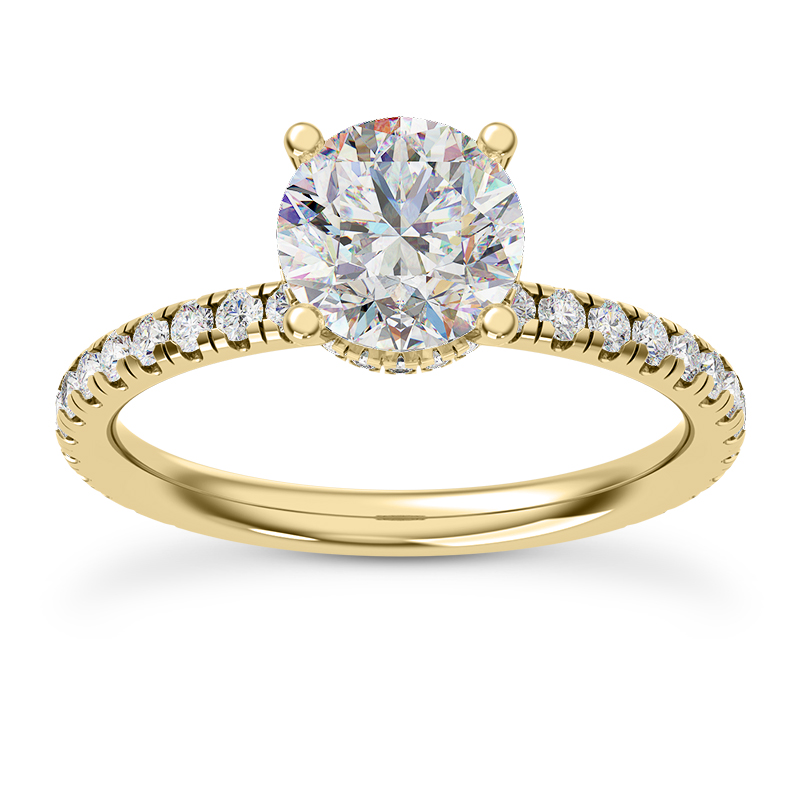 Faye Double Hidden Halo Pave Engagement Ring - 14K Yellow Gold (Setting Price)