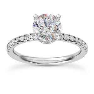 Faye Double Hidden Halo Pave Engagement Ring - 18K White Gold (Setting Price)