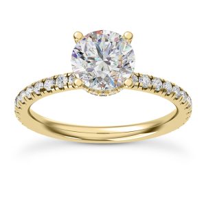 Faye Double Hidden Halo Pave Engagement Ring - 18K Yellow Gold (Setting Price)