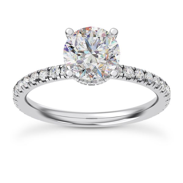 Faye Double Hidden Halo Pave Engagement Ring - Platinum (Setting Price)