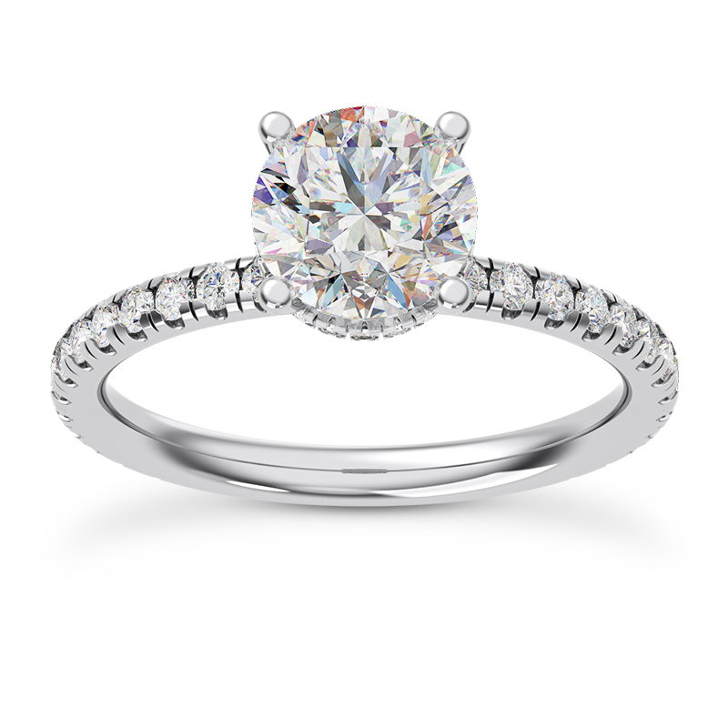 Faye Double Hidden Halo Pave Engagement Ring - Platinum (Setting Price)