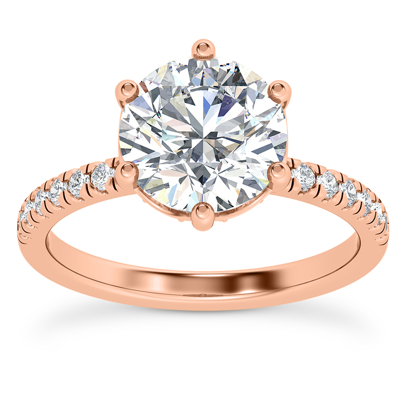 Alka Curved Hidden Halo Engagement Ring - 14K Rose Gold (Setting Price)