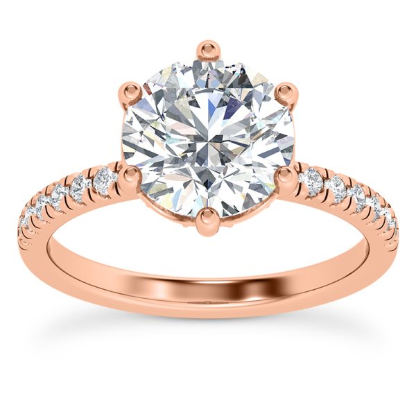 Alka Curved Hidden Halo Engagement Ring - 14K Rose Gold (Setting Price)