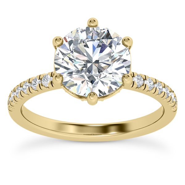 Alka Curved Hidden Halo Engagement Ring - 14K Yellow Gold (Setting Price)