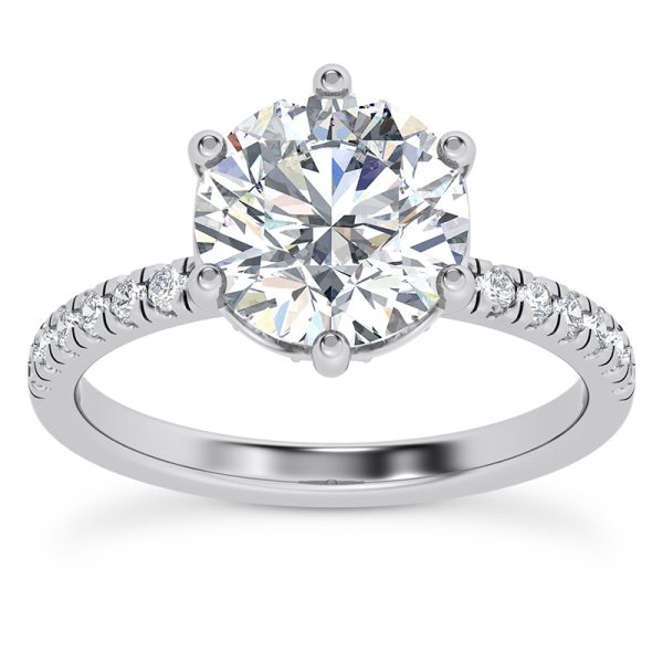 Alka Curved Hidden Halo Engagement Ring - Platinum (Setting Price)