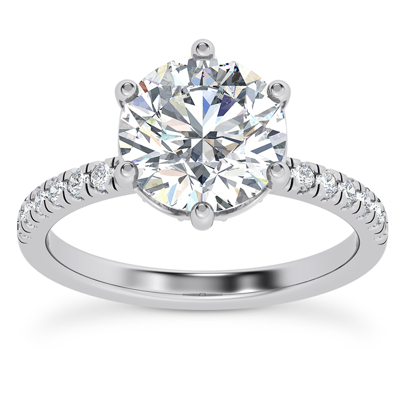 Alka Curved Hidden Halo Engagement Ring - Platinum (Setting Price)