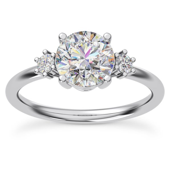 Marni Petite Three-Stone Engagement Ring - 14K White Gold (Setting Price)