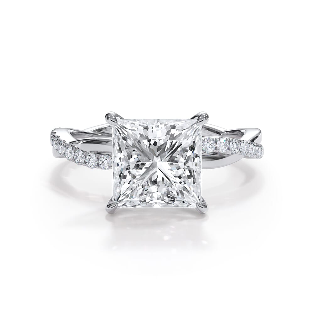 1.5 Ct. Bellora Pave Twist Engagement Ring - 14K White Gold