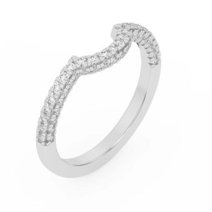 Trio Diamond Curved Wedding Band Platinum (Setting Price)